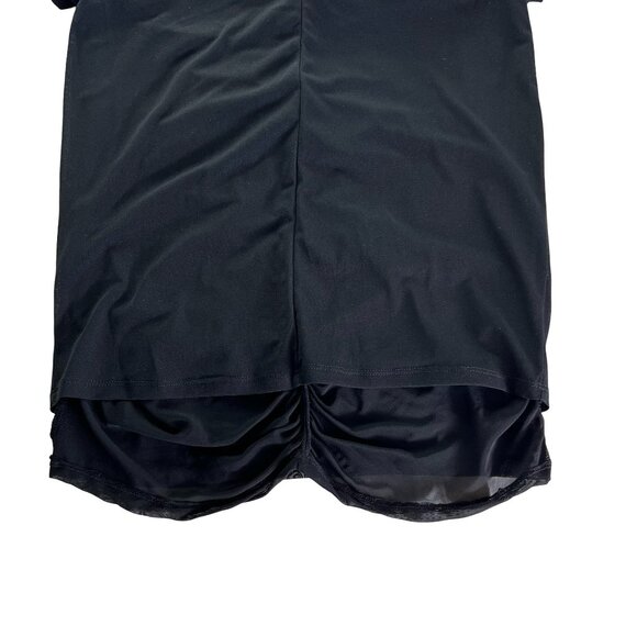 Black Bodycon Cocktail & Party Dress Size XL INC. V Neck, ruched mesh. - Picture 11 of 13